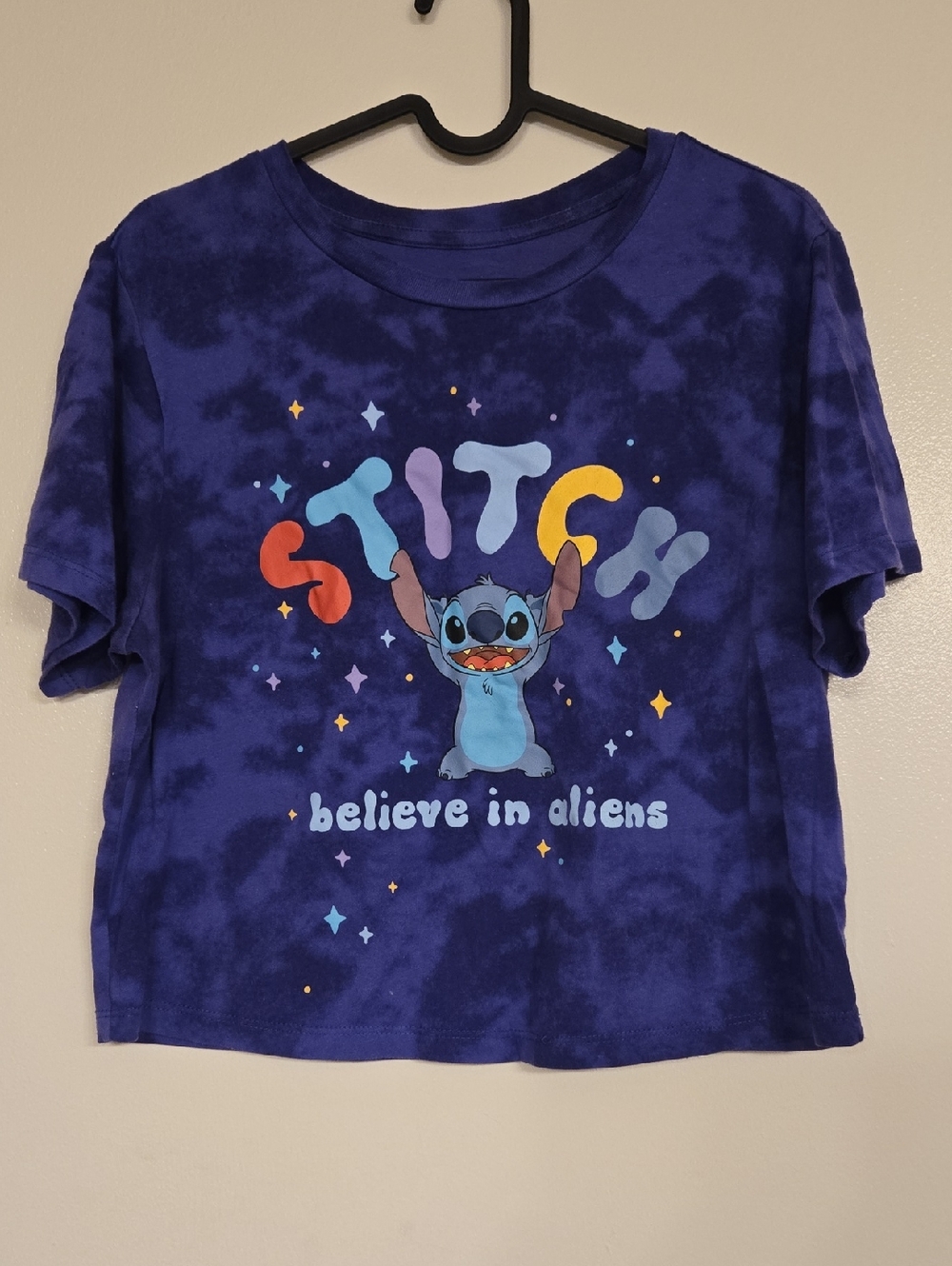 Disney Purple Tie-Dye Stitch 'Believe in Aliens' Graphic Tee